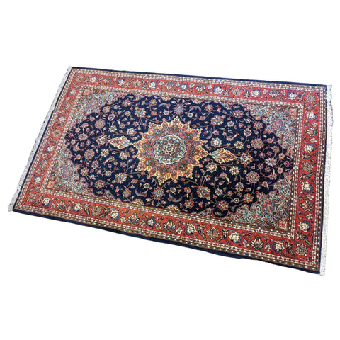 215 x 131 cm Persian Sarough Traditional Black Rug - Rugmaster