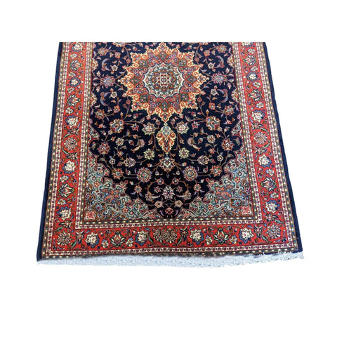 215 x 131 cm Persian Sarough Traditional Black Rug - Rugmaster