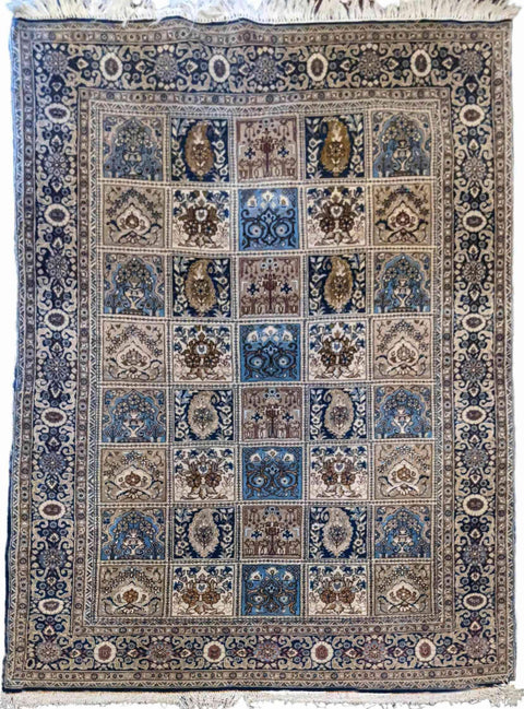 215 x 135 cm Perian Qum Silk Traditional Grey Rug - Rugmaster