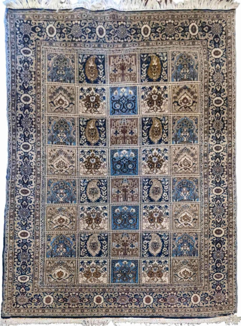 215 x 135 cm Perian Qum Silk Traditional Grey Rug - Rugoutlet