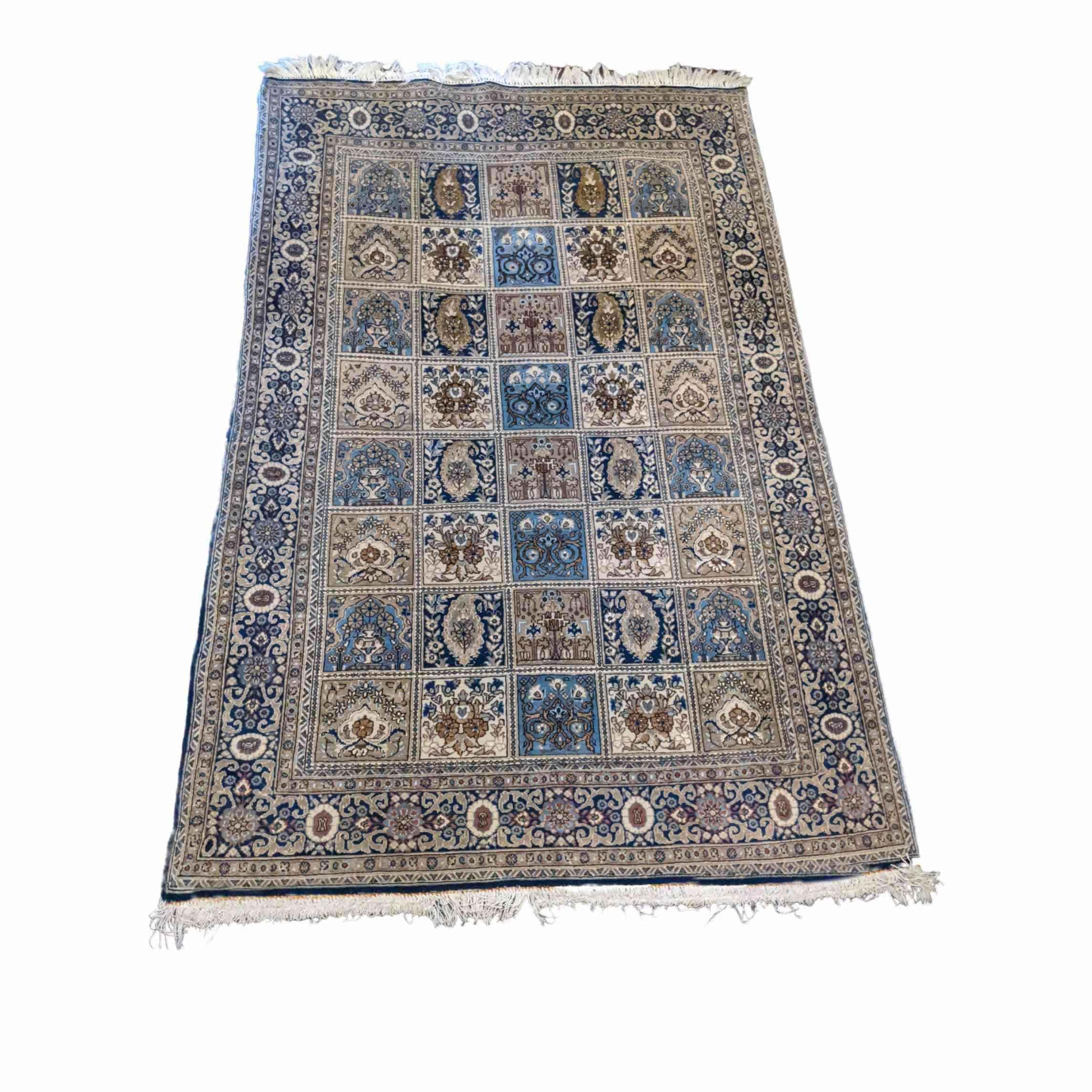 215 x 135 cm Perian Qum Silk Traditional Grey Rug - Rugoutlet