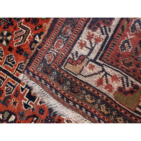 215 x 151 cm Shiraz Qashqai Old Traditional Red Rug - Rugoutlet