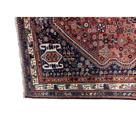 215 x 151 cm Shiraz Qashqai Old Traditional Red Rug - Rugoutlet