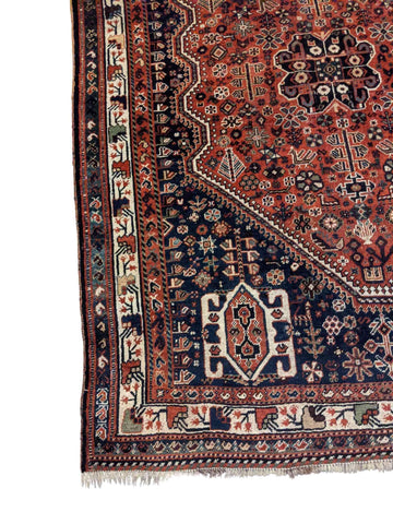 215 x 151 cm Shiraz Qashqai Old Traditional Red Rug - Rugoutlet
