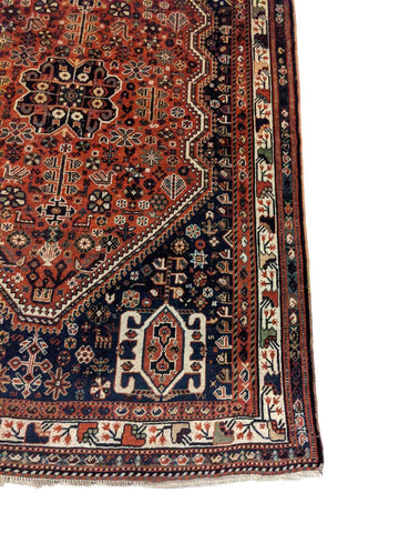 215 x 151 cm Shiraz Qashqai Old Traditional Red Rug - Rugoutlet