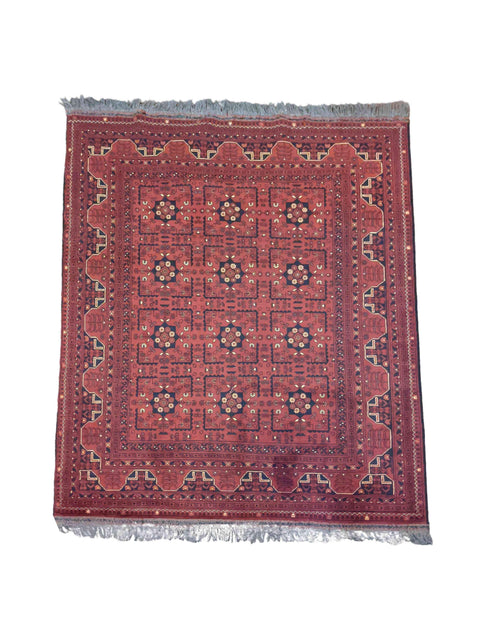 215 x 153 cm Afghan Khan Tribal Red Rug - Rugmaster