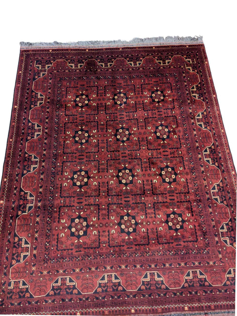 215 x 153 cm Afghan Khan Tribal Red Rug - Rugmaster