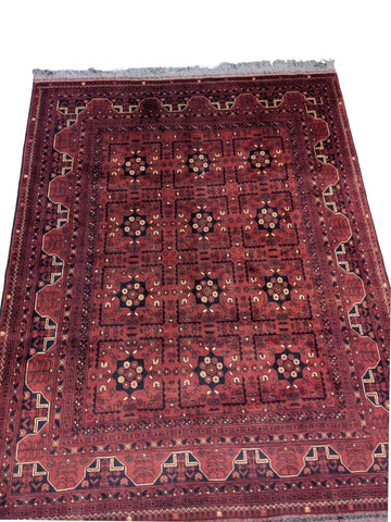 215 x 153 cm Afghan Khan Tribal Red Rug - Rugmaster