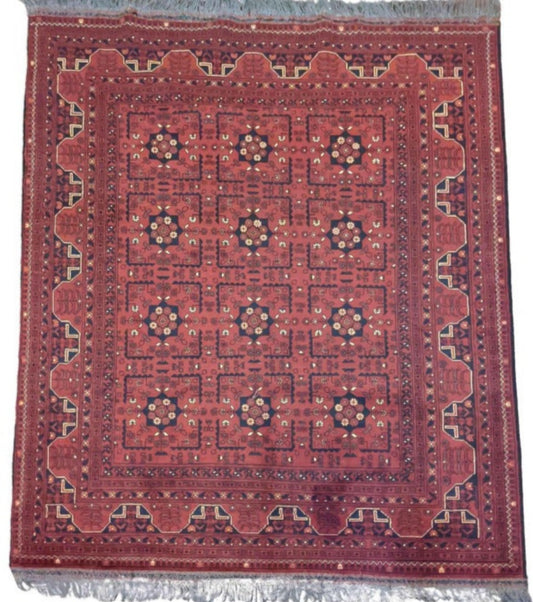 215 x 153 cm Afghan Khan Tribal Red Rug - Rugoutlet