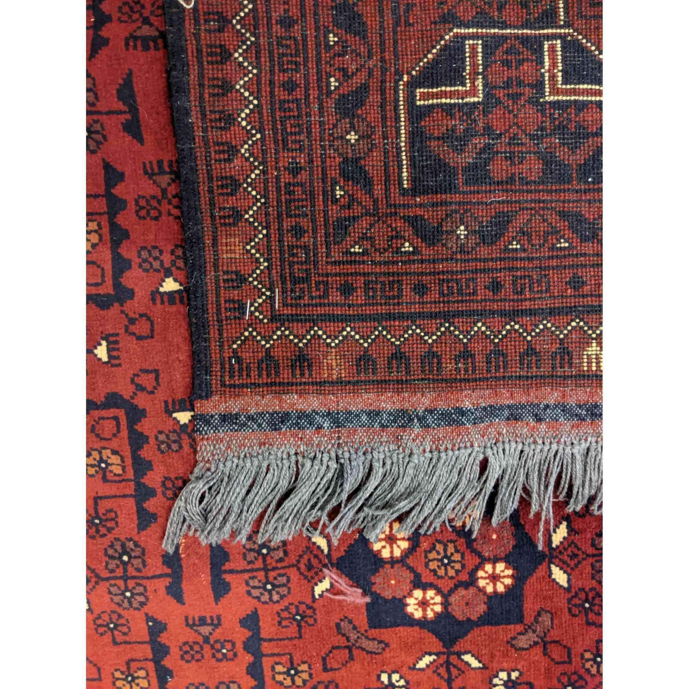 215 x 153 cm Afghan Khan Tribal Red Rug - Rugoutlet