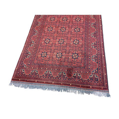 215 x 153 cm Afghan Khan Tribal Red Rug - Rugoutlet