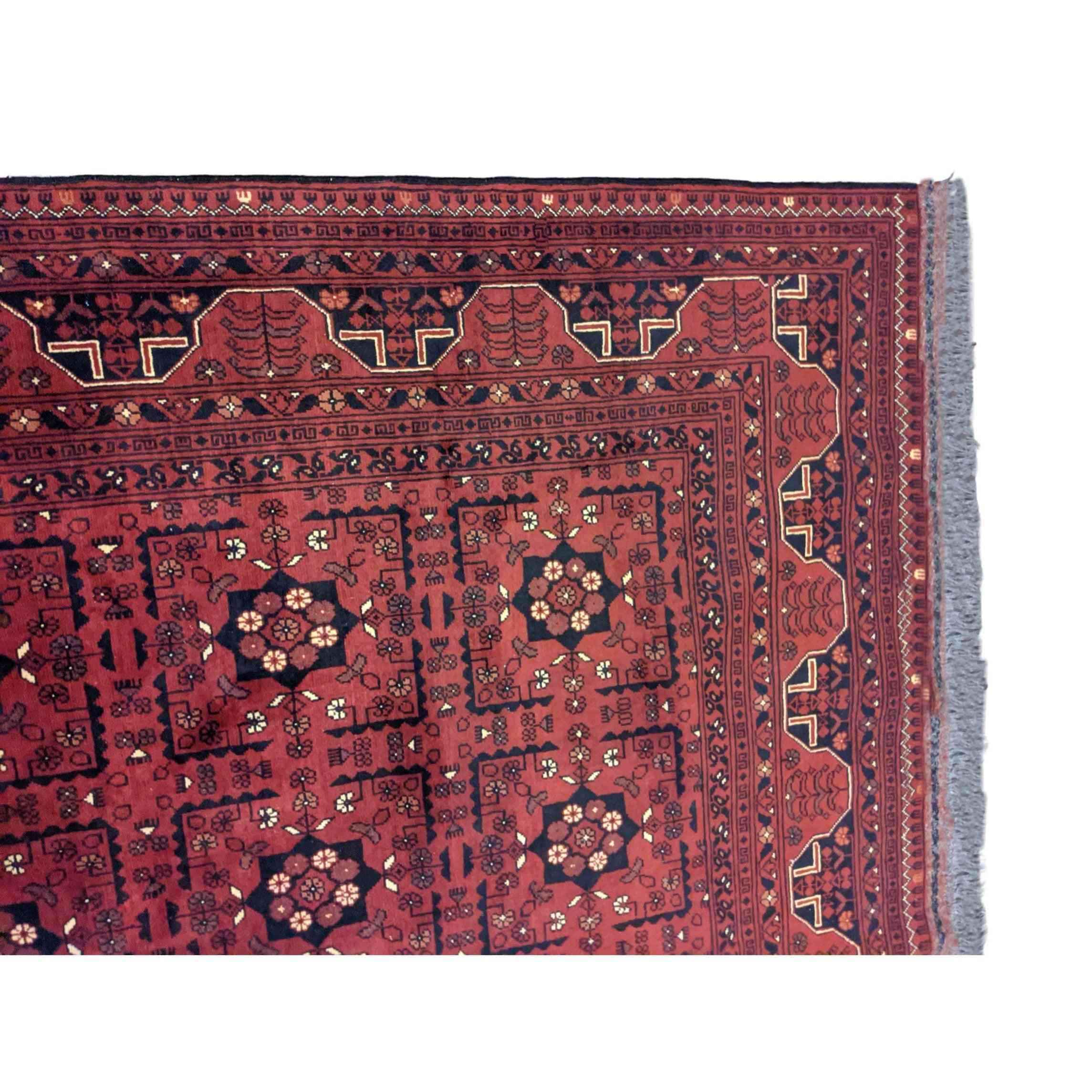 215 x 153 cm Afghan Khan Tribal Red Rug - Rugoutlet