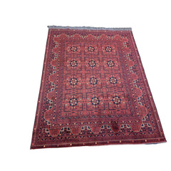 215 x 153 cm Afghan Khan Tribal Red Rug - Rugoutlet