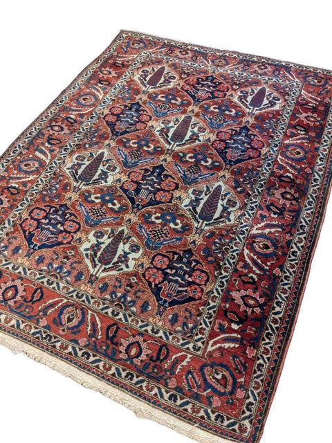 215 x 160 cm Bakhtiar Traditional Orange Rug - Rugmaster