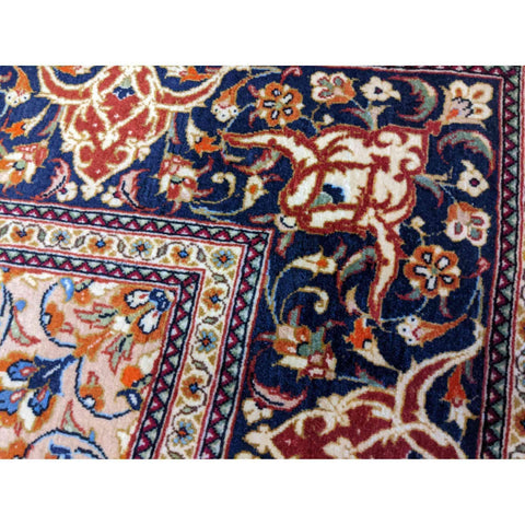 216 x 136 cm Persian Handmade Qum Traditional White Rug - Rugmaster