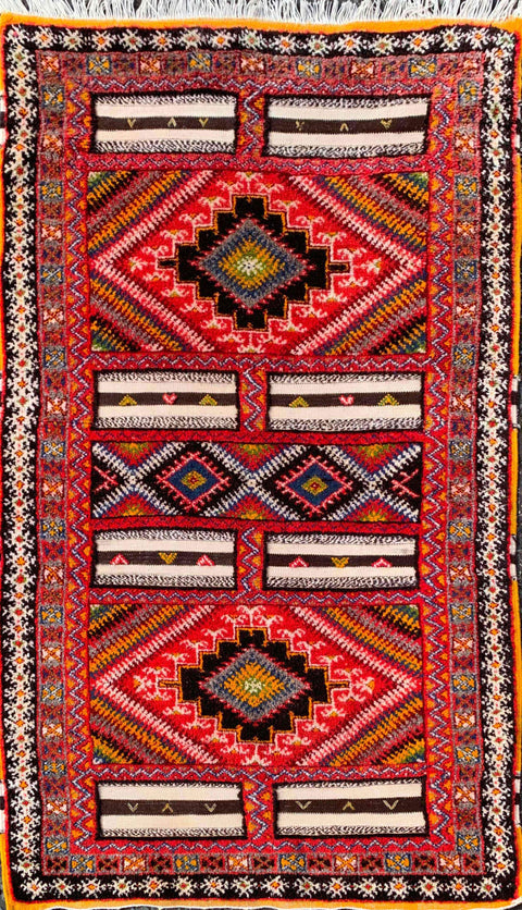 217 x 113 cm Nomadic Berber Piled & Flatweave Beni Ourain Tribal Brown Rug - Rugoutlet