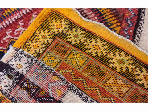 217 x 113 cm Nomadic Berber Piled & Flatweave Beni Ourain Tribal Brown Rug - Rugoutlet