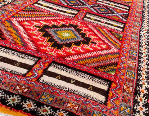 217 x 113 cm Nomadic Berber Piled & Flatweave Beni Ourain Tribal Brown Rug - Rugoutlet