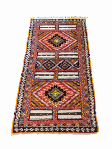 217 x 113 cm Nomadic Berber Piled & Flatweave Beni Ourain Tribal Brown Rug - Rugoutlet
