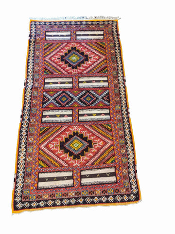 217 x 113 cm Nomadic Berber Piled & Flatweave Beni Ourain Tribal Brown Rug - Rugoutlet