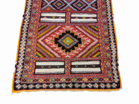 217 x 113 cm Nomadic Berber Piled & Flatweave Beni Ourain Tribal Brown Rug - Rugoutlet