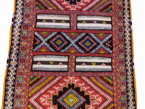 217 x 113 cm Nomadic Berber Piled & Flatweave Beni Ourain Tribal Brown Rug - Rugoutlet