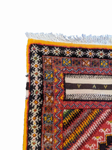 217 x 113 cm Nomadic Berber Piled & Flatweave Beni Ourain Tribal Brown Rug - Rugoutlet