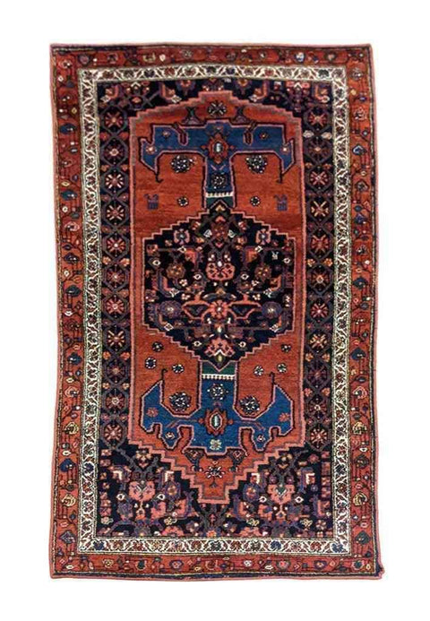 217 x 113 cm Persian Hamadan Traditional Orange Rug - Rugoutlet