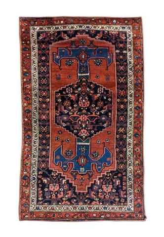 217 x 113 cm Persian Hamadan Traditional Orange Rug - Rugoutlet