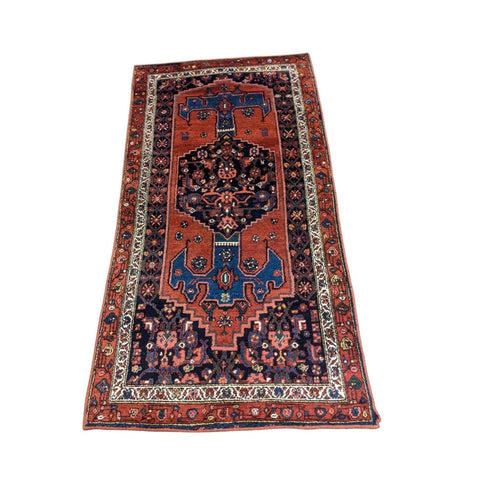 217 x 113 cm Persian Hamadan Traditional Orange Rug - Rugoutlet