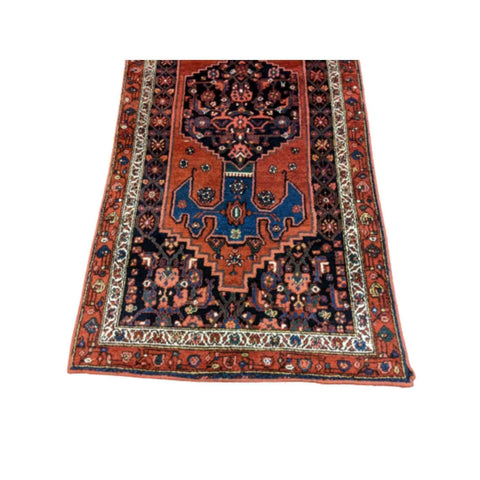 217 x 113 cm Persian Hamadan Traditional Orange Rug - Rugoutlet
