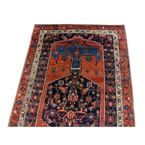 217 x 113 cm Persian Hamadan Traditional Orange Rug - Rugoutlet