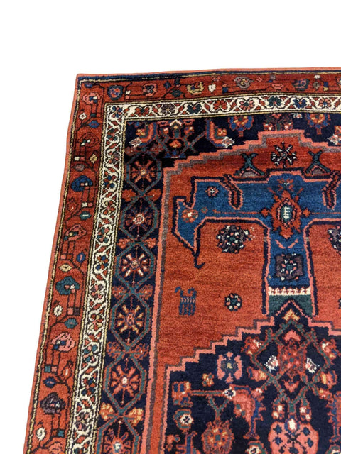 217 x 113 cm Persian Hamadan Traditional Orange Rug - Rugoutlet