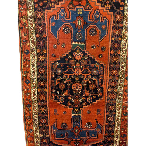 217 x 113 cm Persian Hamadan Traditional Orange Rug - Rugoutlet