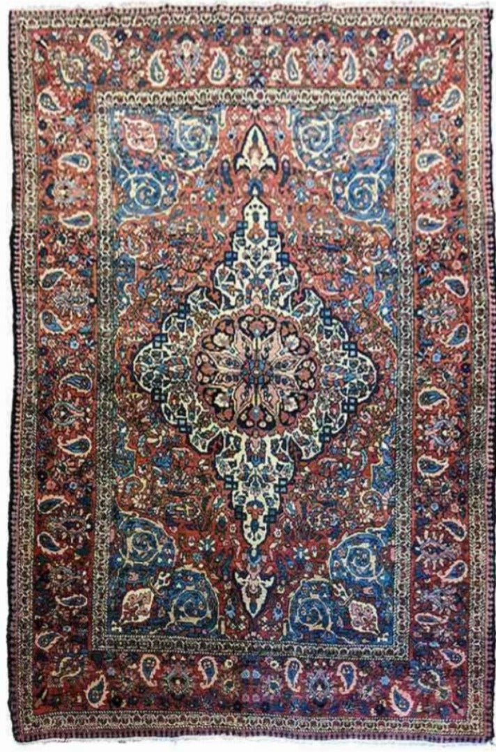 220 x 125 cm Old Persian Isfahan najafabad Traditional Brown Rug - Rugoutlet