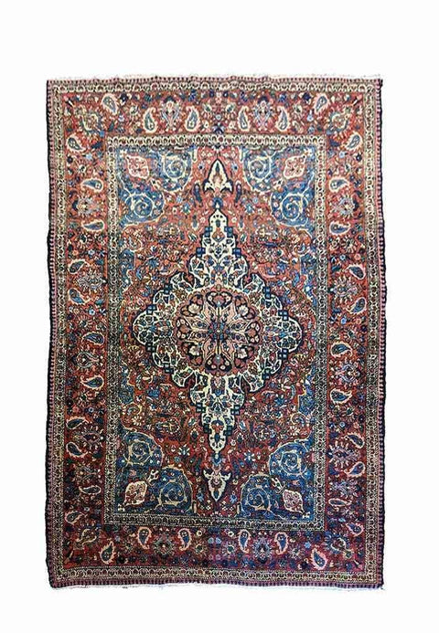220 x 125 cm Old Persian Isfahan najafabad Traditional Brown Rug - Rugoutlet