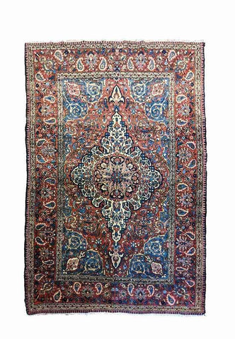 220 x 125 cm Old Persian Isfahan najafabad Traditional Brown Rug - Rugoutlet