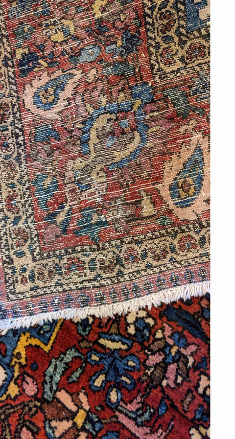 220 x 125 cm Old Persian Isfahan najafabad Traditional Brown Rug - Rugoutlet