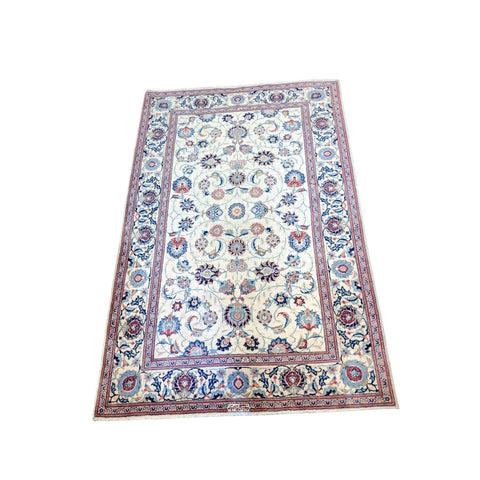 220 x 141 cm Old Kashan Traditional Beige Rug - Rugmaster