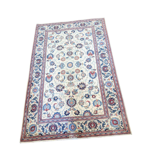 220 x 141 cm Old Kashan Traditional Beige Rug - Rugmaster
