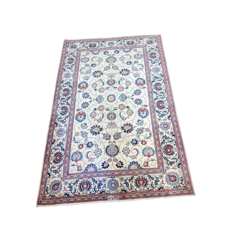 220 x 141 cm Old Kashan Traditional Beige Rug - Rugmaster