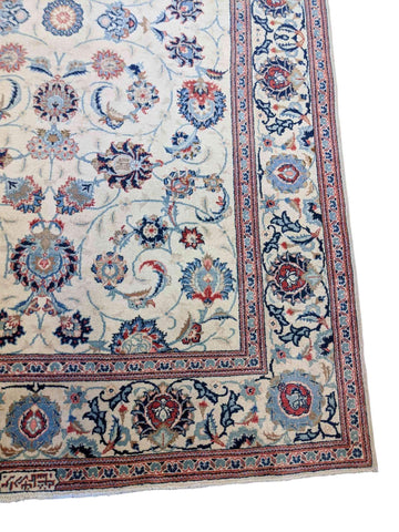 220 x 141 cm Old Kashan Traditional Beige Rug - Rugmaster
