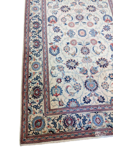 220 x 141 cm Old Kashan Traditional Beige Rug - Rugmaster