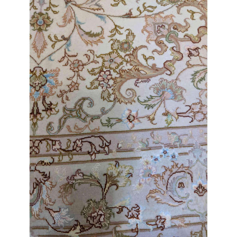 220 x 147 cm Fine Persian Tabriz Silk Traditional Beige Rug - Rugoutlet