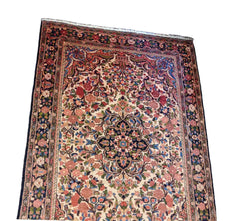 221 x 153 cm Persian Hamadan Traditional Red Rug - Rugmaster