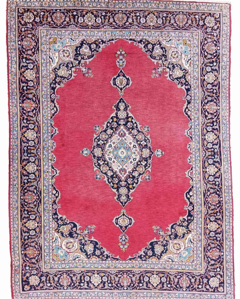 221 x 331 cm Antique Kashan Antique Red Rug - Rugmaster