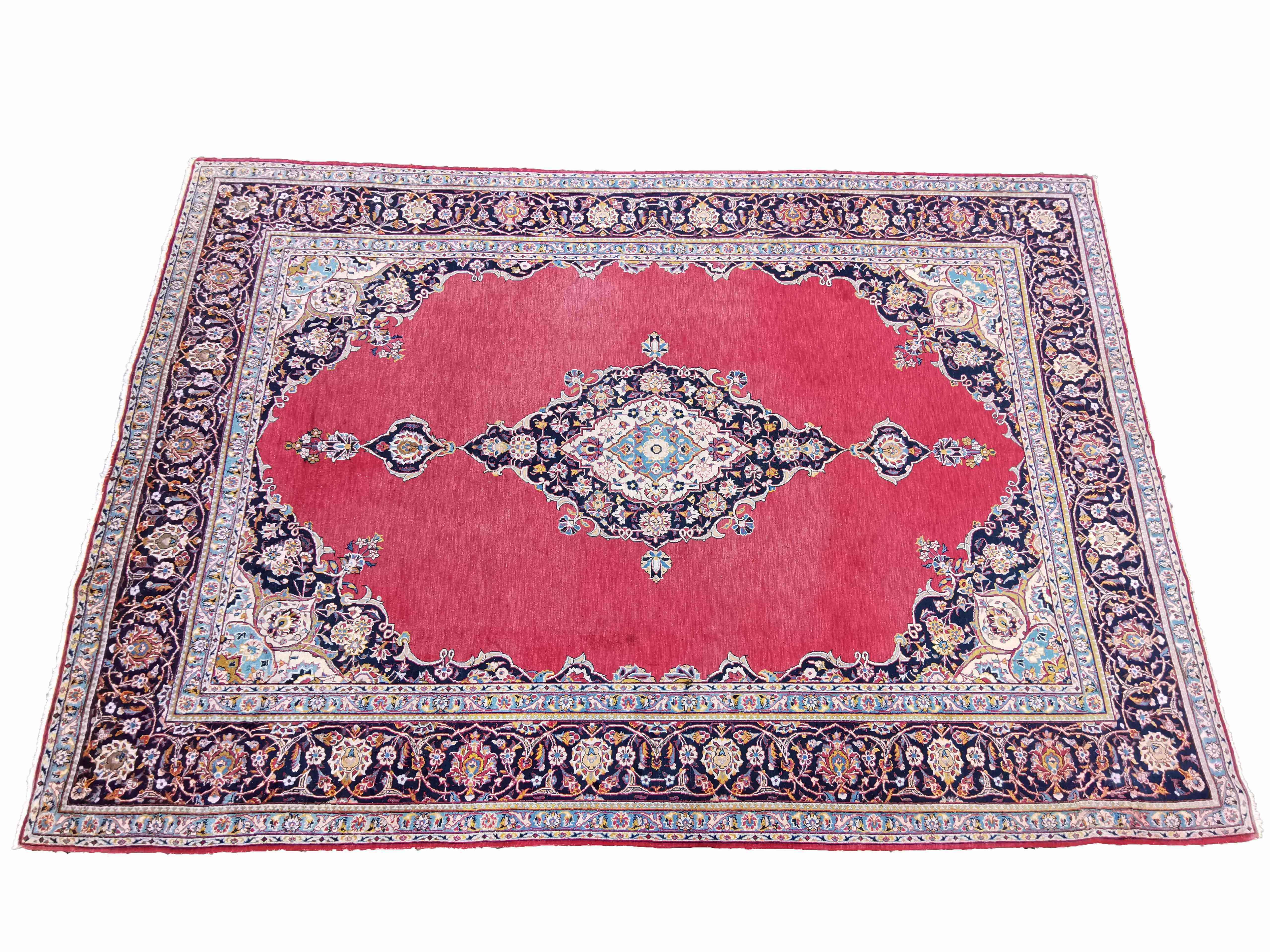 330x220cm Old Persian Kashan Red Rug - Rugoutlet