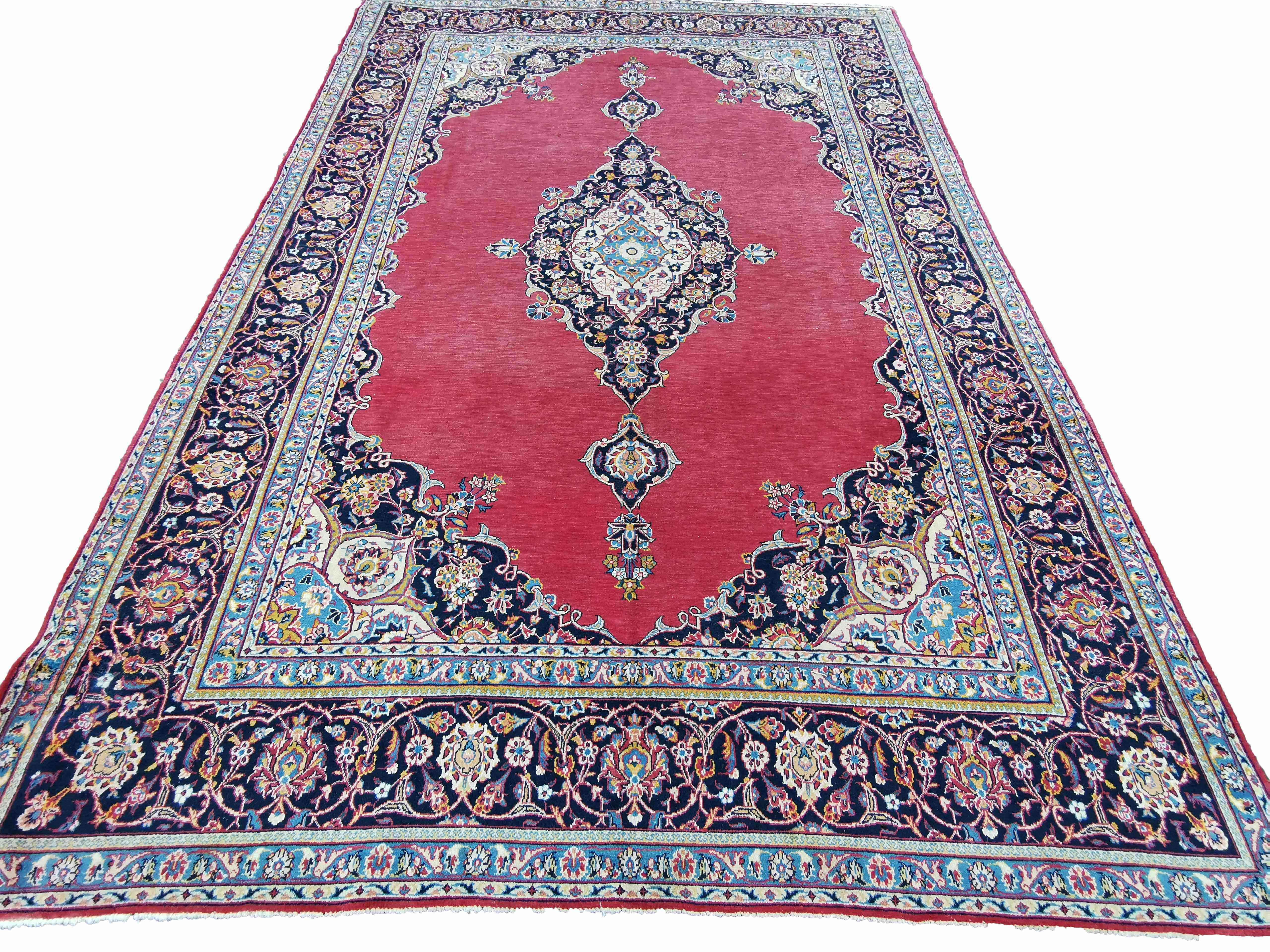 221 x 331 cm Antique Kashan Antique Red Rug - Rugmaster