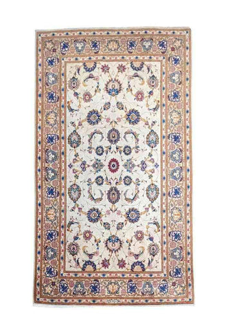 222 x 141 cm Fine Kashan Traditional White Rug - Rugoutlet