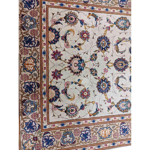 222 x 141 cm Fine Kashan Traditional White Rug - Rugoutlet